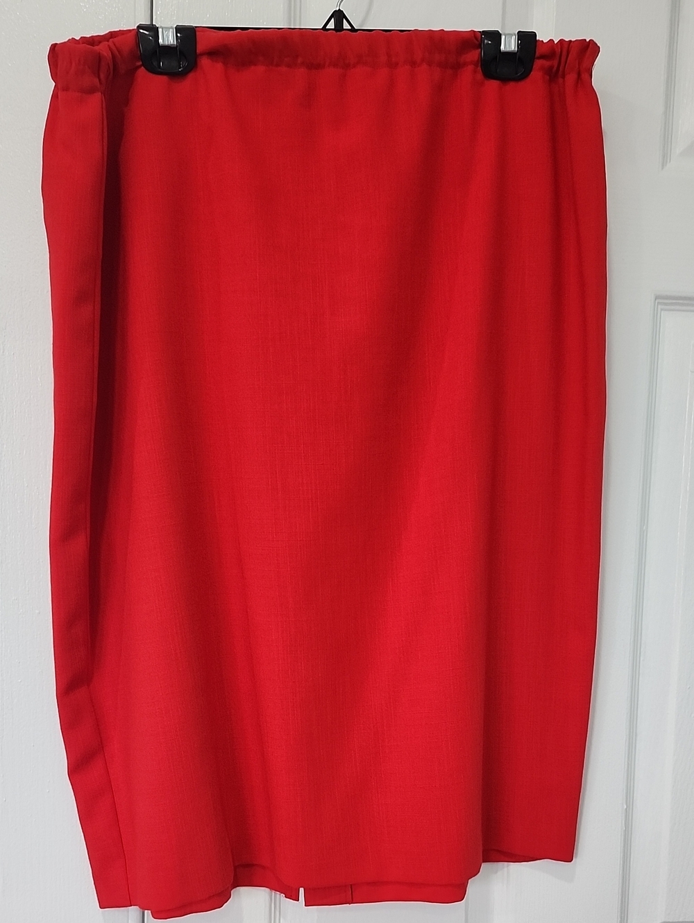 Women's Red Midi Skirt - Smooth Straight Style